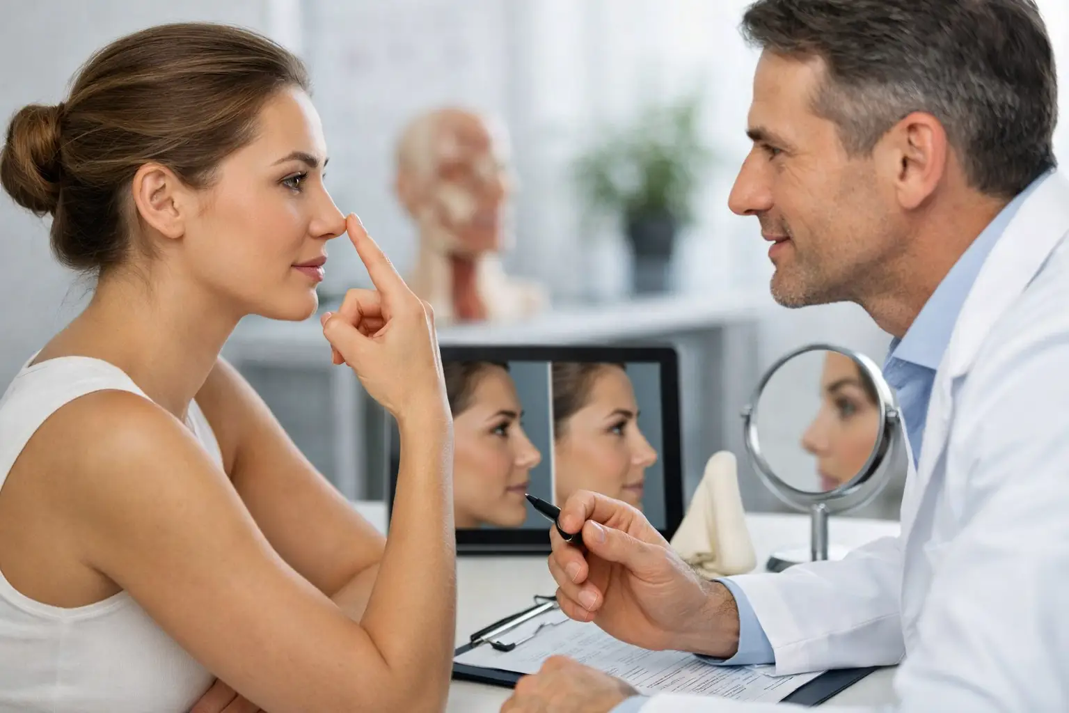 Ilustração sobre como preparar a sua consulta de rinoplastia